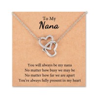 JOGDIAM Nana Necklace Gifts for Grandma Interlocking Heart Necklace Jewelry Grandma Birthday Gifts for Nana Mom Daughter Women-heart heart