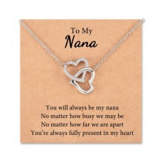 JOGDIAM Nana Necklace Gifts for Grandma Interlocking Heart Necklace Jewelry Grandma Birthday Gifts for Nana Mom Daughter Women-heart heart