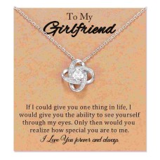 JOGDIAM Girlfriend Necklace Gifts for Girlfriend/Wife, Romantic for Her Love Knot Necklace Jewelry Birthday for Girlfriend from Boyfriend