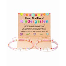 First Day of Kindergarten Bracelet Mommy and Me Back to School First Day of School Gifts for Mother Daughter Anxiety Bracelets Back to School Stuff Gifts for Mom and Daughter -J001-KIN Colorful