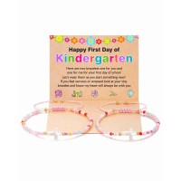 First Day of Kindergarten Bracelet Mommy and Me Back to School First Day of School Gifts for Mother Daughter Anxiety Bracelets Back to School Stuff Gifts for Mom and Daughter -J001-KIN Cross