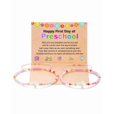 First Day of Preschool Pre K Prek Bracelet Mommy and Me Back to School First Day of School Gifts for Mom and Daughter Mother Daughter Anxiety Bracelets Back to School Stuff Gifts for Girls-J002-Pre Cross