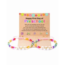 First Day of Preschool Pre K Prek Bracelet Mommy and Me Back to School First Day of School Gifts for Mom and Daughter Mother Daughter Anxiety Bracelets Back to School Stuff Gifts for Girls-	 J002-Pre Crystal