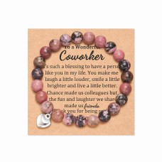 	 JOGDIAM Coworker Gifts for Women Natural Stone Beaded Bracelets Farewell Thank You Appreciation Gifts for Coworker M071-Coworker