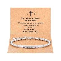 JOGDIAM I am With You Always Christian Gifts for Women Religious Gifts for Women Inspirational Gifts Bible Verse Bracelets for Teen Girls Faith Based Gifts for Teen Girls-M913-i am with you bracelet